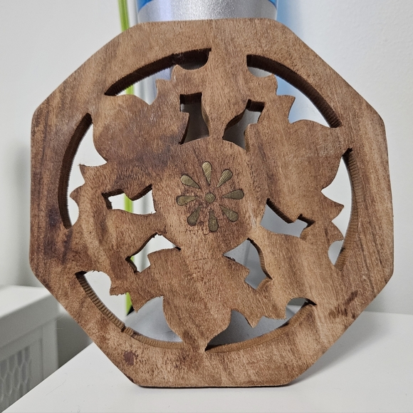 Indian Carved Wood Trivet - Picture 3 of 8